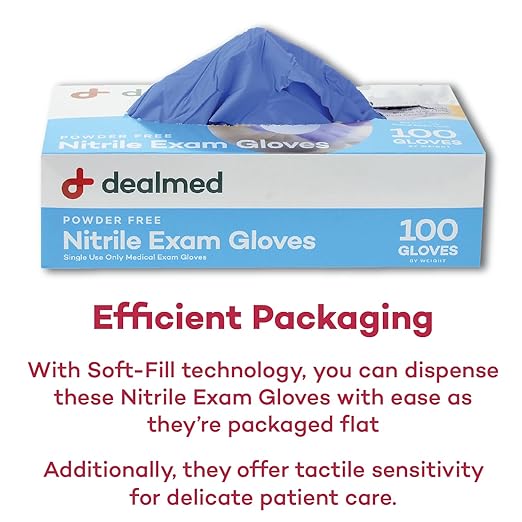 Dealmed Nitrile Exam Gloves – 100 Count Small (Pack of 4) Disposable, Non-Irritating, Latex Free, Multi-Purpose for First Aid Kit, Medical Facilities & More