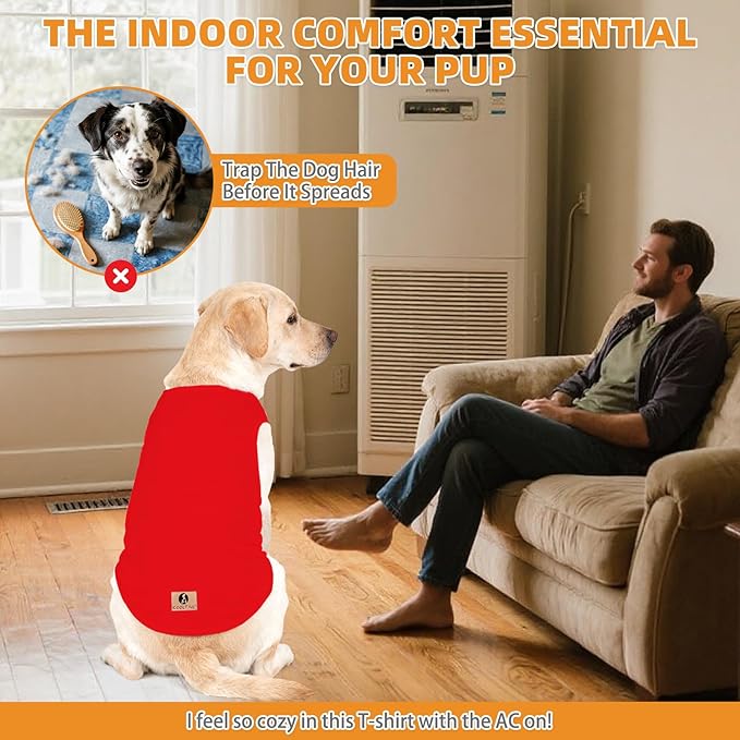 KOOLTAIL Dog Clothes for Large Dogs Boy Girl, 2 Pack Cotton Winter Warm Dog T Shirts Coats for Outdoor, UV & Insect Protection Anti-Hair Loss & Lightweight Pet Vest Tank Tops Apparel, Black&Red 2XL