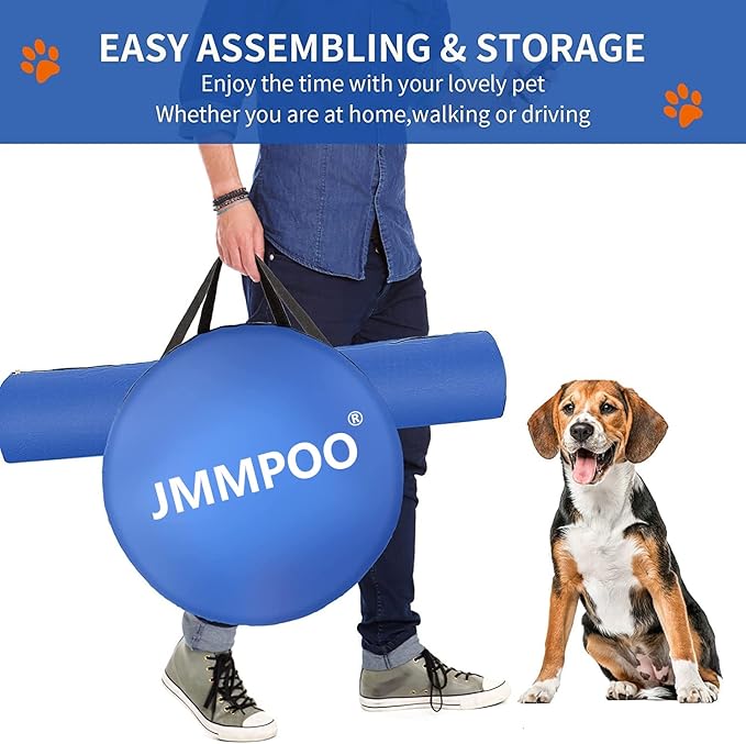Dog Agility Training Equipment, 60-Piece Dog Obstacle Course Training Starter Kit Pet Outdoor Game with Tunnel, Agility Hurdle, Weave Poles, Jump Ring, Pause Box, Toy Balls and Storage Bag