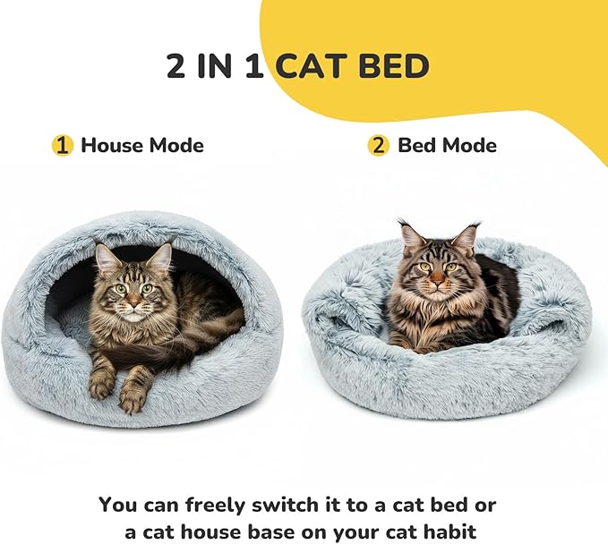 CATISM 31.5" Lx31.5 W Large Cat Beds for Indoor Cats Dogs - Cat Bed Calming Nest, Self Warming Cave, Cozy Pod for Cats or Dogs, Removable Washable Cove with Non-Slip Bottom for Large Cats Dogs