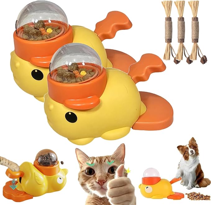 Dog Feeder Puzzle Toy Duck, Dog Treat Dispenser, Interactive Duck Cat Puzzle Feeders Toys, 2-in-1 Interactive Slow Feeder Puzzle Toy (B*2)