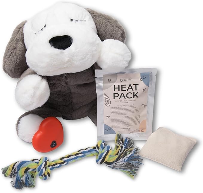 Heartbeat Puppy for Dogs with Blanket, Heat Packs and Chew Toy - Pet Anxiety Relief and Calming Sleep Aid - Perfect Dog Stuffed Animal for Behavioral Crate Training - Dog Toys