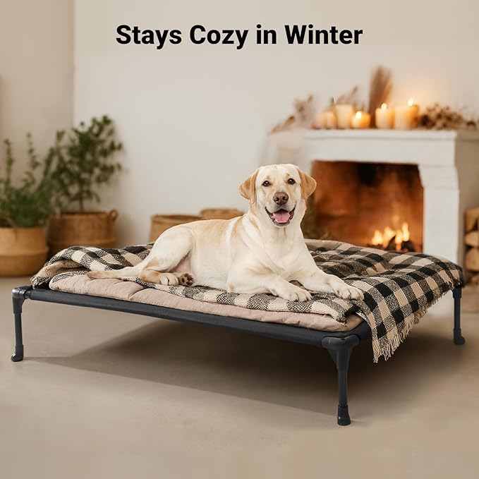 Veehoo Cooling Elevated Dog Bed, Portable Raised Pet Cot with Washable & Breathable Mesh, No-Slip Feet Durable Dog Cots Bed for Indoor & Outdoor Use, Large, CWC1803-L