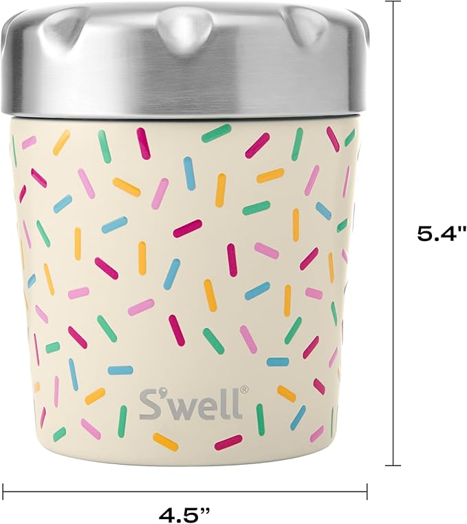 S'well Stainless Steel Ice Cream Chiller, 16oz, Sweet Sprinkle, Triple Layered Vacuum Insulated Container Keeps Ice Cream Frozen For Up To Four Hours, BPA Free