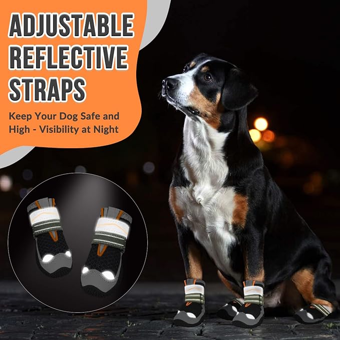 SlowTon Dog Shoes for Large Small Medium Dogs - Breathable Dog Boots for Summer Hot Pavement, Paw Protector for Outdoor Walking Winter Snow, Anti-Slip Rubber Dog Booties for Hardwood Floor (B OR, 5)