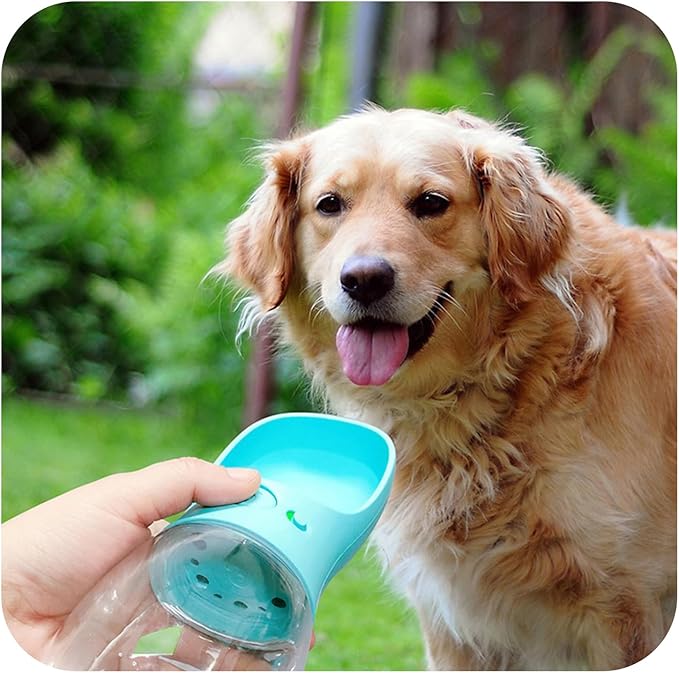 Portable Dog Water Bottle with Bowl – Leak Proof, Lightweight Travel Water Bottle for Dogs. (Blue, 550 ml)