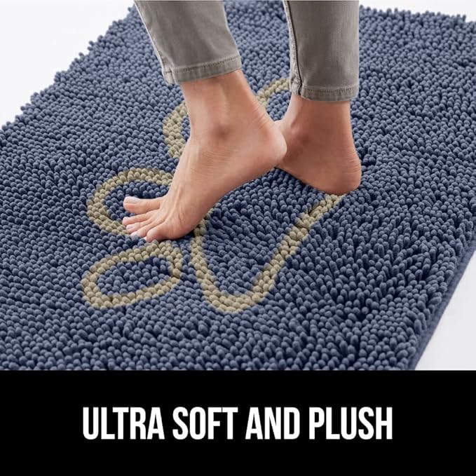 GORILLA GRIP SoakSTOPPER Dog Door Mat, 48x30 Machine Washable Rug Absorbent Doormat Captures Moisture Mud Dirt, Quick Dry Soft Chenille Entryway Rugs Indoor Entrance Mats for Dog Paws, Navy