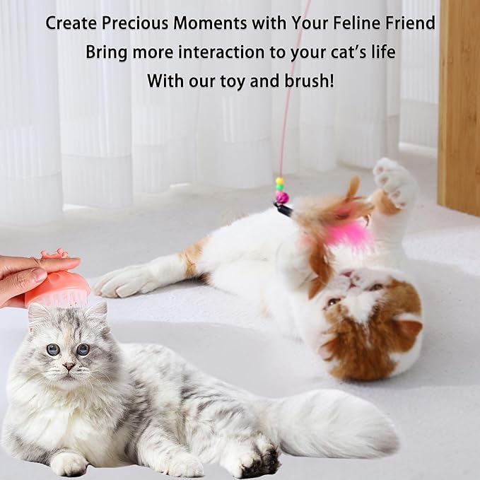 Suhaco Kitten Starter Kit for Indoor Kittens 7 Pcs Litter Box with Cat Litter & Litter Scoop Teaser Wand Licking Mat Bath Brush 7 in 1 Cat Litter Box (Blue)