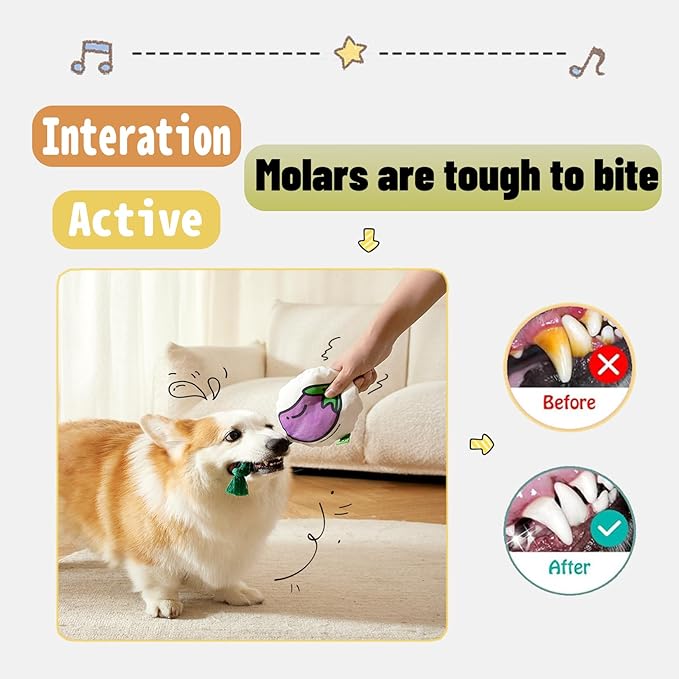 Dog Toy for Anxiety Relief,Cotton Dog Squeaky Toys&Crinkle, Puppy Rope Toys with Stuffing,Buttom to Make Noise for Indoor&Outdoors,Interactive Chew Toys for All Breeds Dogs (Medium, Pumpkin)