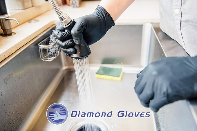 Black Advance Nitrile Industrial Powder Free Gloves, Black, 6.3 mil, Heavy Duty, 1000pcs/case, Case of 10 Boxes, 100/box by Diamond Gloves