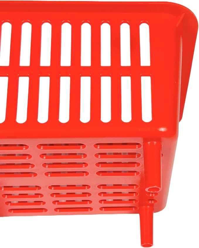 YDB Storage Plastic Drain Basket with Feet for Sorting Live Fresh Shellfish Oyster Abalone Scallop Geoduck Clams Mussels or Garden Harvest 4PCS(Red)