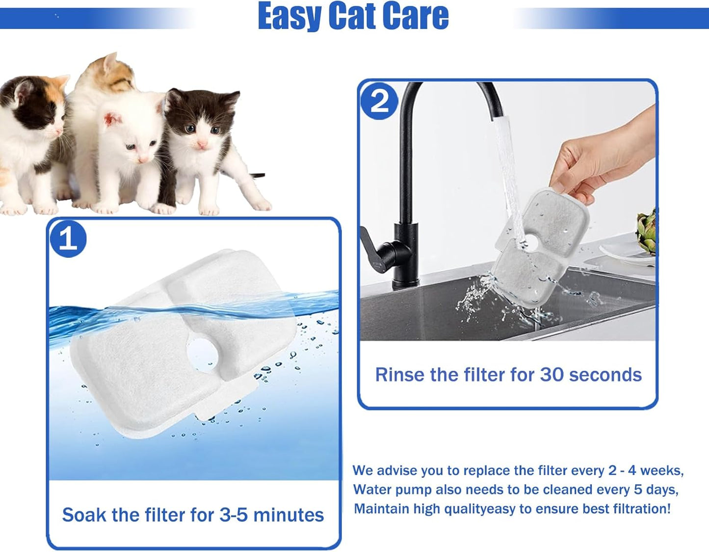 Cat Water Fountain Filter Replacement – 12 Pack for Petlibro Dockstream PLWF005 / PLWF115 / PLWF105