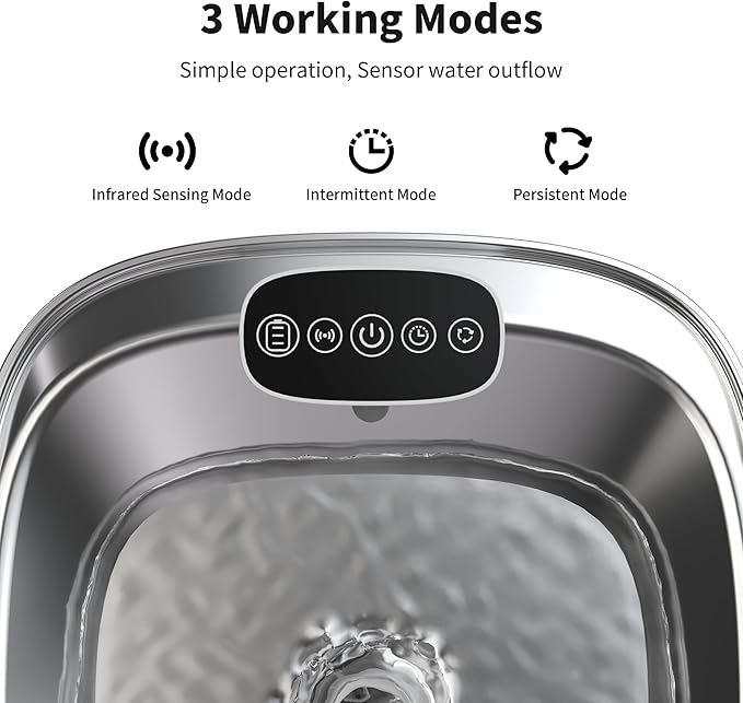 Cat Water Fountain Stainless Steel- 108oz/3.2L Pet Water Fountain Cordless with Motion Sensor, 4 Replacement Filters, Ultra-Quiet Auto Dog Water Dispenser Battery Powered (Stainless Steel)