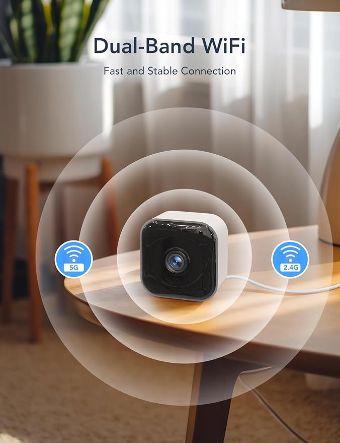 GNCC 2K Indoor Cameras for Home Security with Phone App, 2.4G/5G Mini Pet Cam w/Human/Motion/Sound Detection, Compatible with Alexa, Cloud Storage Subscription Required, Fixed View, Plug-in, 2 Pack