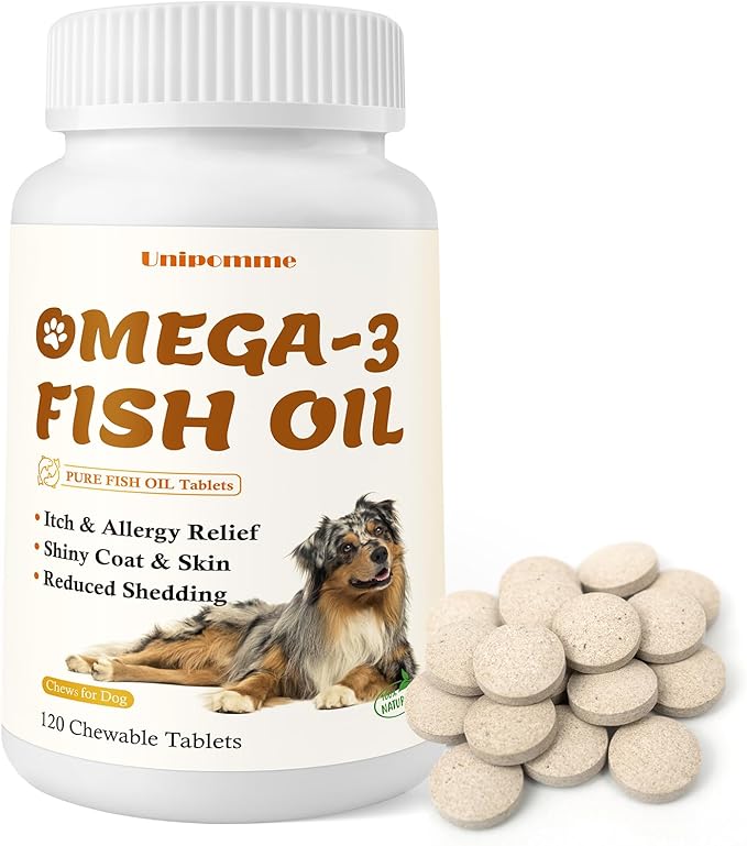Allergy & Itch for Dogs - Omega 3 Fish Oil Skin and Coat Chews Tablet - Dog Itching & Ears Relief - Reduced Seasonal Allergies Shedding Dry Skin Itchy Paws Hot Spots Treatment
