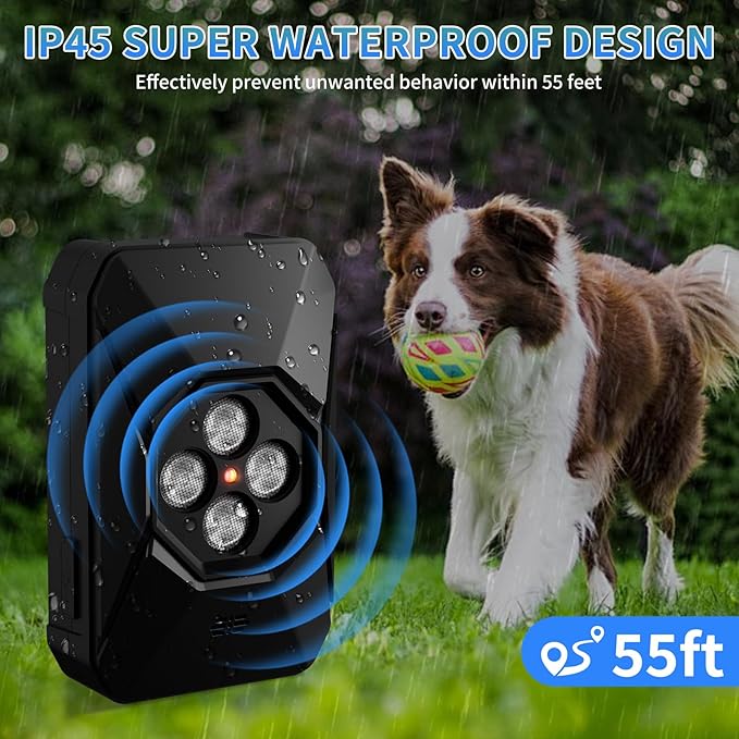 Anti Barking Device for Dogs - 50FT Dog Barking Deterrent Device - 3 Modes Ultrasonic Stop Dog Barking - Rechargeable Bark Stopper Indoor Outdoor Home Garden Automatic Bark Alarm Tool Dogs (Black)