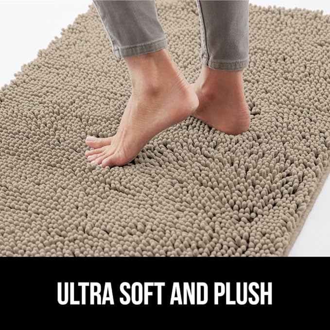 GORILLA GRIP SoakSTOPPER Dog Door Mat, 48x30 Machine Washable Rug Absorbent Doormat Captures Moisture Mud Dirt, Quick Dry Soft Chenille Entryway Rugs Indoor Entrance Mats for Dog Paws, Beige