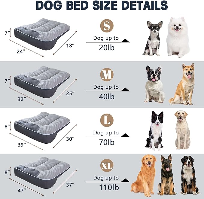 Dog Bedding for Big Breeds Winter-Warm Dog Bed All-Season Pet Sofa Extra-Thick Sleeping Pad for Large Dogs (S(24" L x 18" W x 7" Th))