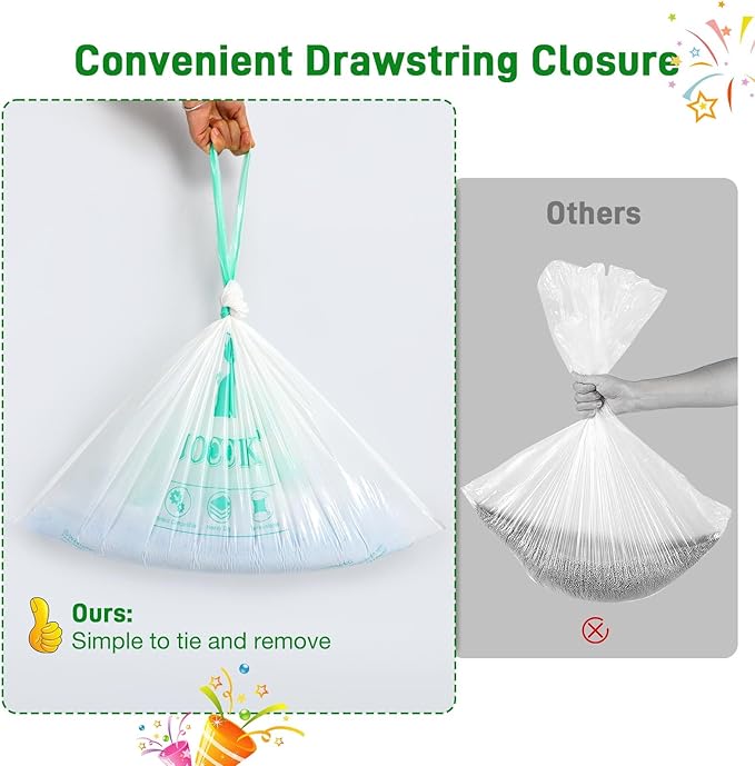 Drawstring Litter Box Liners Compatible with Robot, Heavy Duty Self-Cleaning Litter Boxes Waste Drawer Liners Replacement Bags (50pcs)