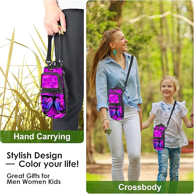 AUPET Water Bottle Sling Bag Sleeve Holder Carrier 25/32/40/64 oz,Insulated Crossbody Water Bottle Case Cover with Strap and Pockets for Men/Women Walking Hiking