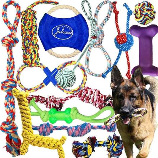 Jalousie 14 Pack Puppy Chew Dog Rope Toy Assortment for Small Medium Large Breeds