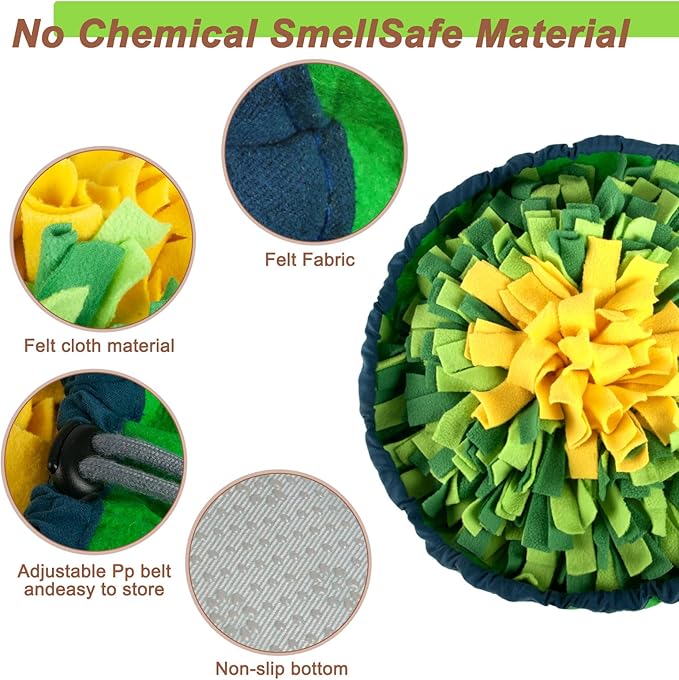 Snuffle Mat for Dogs Sniffing Feeding Mat,Dog Snuffle Mat Slow Feeding Bowl Dog Anti-Slip Nose，Adjustable Digging Toys Encourages Natural Foraging Skills and Mental Stimulation