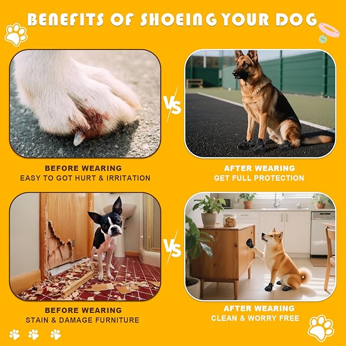 Dog Sandals, Breathable Dog Shoe for Hot Pavement, Anti-Slip & Paw Protectors Pet Shoes for Indoor/Outdoor Walking. Dog Boots for Small, Medium & Large Dogs (Black, 4PCS)