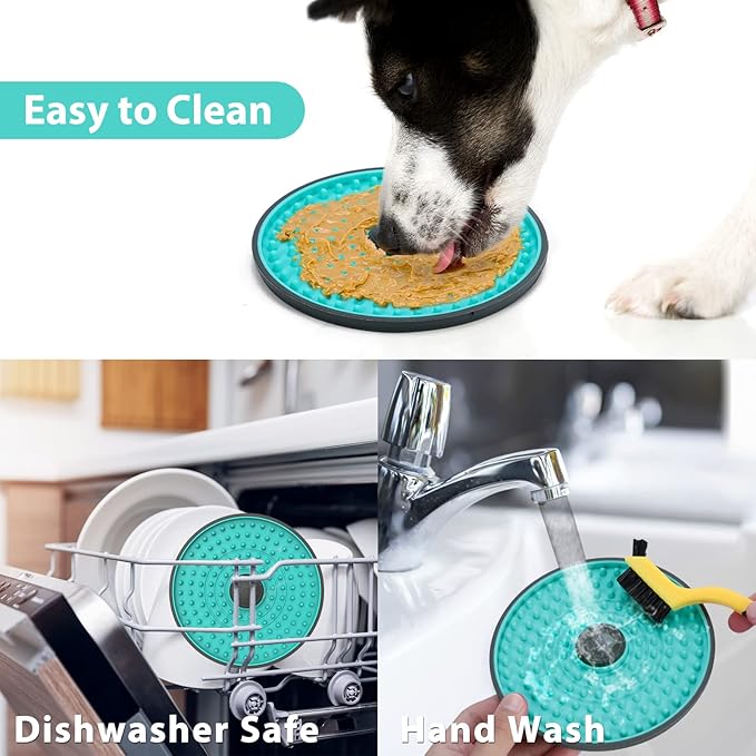 Lick Mat for Dogs, 2 Pcs Dog Crate Pads Slow Feeder, Pad Training Toy Plate,Very Suitable Peanut Butter, Treats Yogurt, Bolognese, Boredom and Anxiety Relief Licking Lake Blue 2pcs LEVEL-0