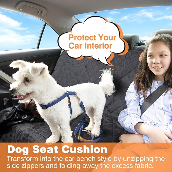 Car Dog Cover Back Seat – 100% Waterproof Heavy Duty 600D Oxford Fabric Dog Hammock for Car, Scratch-Proof & Nonslip Back Seat Cover, Multi-use Pet Seat Cover for Cars, Trucks & SUVs
