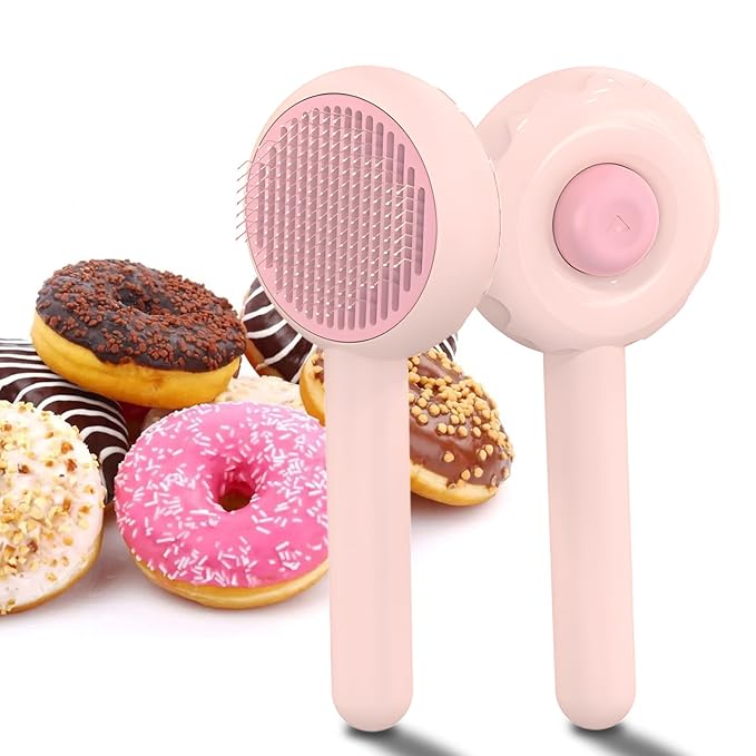 Pet Grooming Brush for Cats and Dogs, Self-Cleaning Sliker Brush for Removes Loose Undercoat, Mats, and Tangled Hair, Shedding Brush for Short or Long Haired Cats/Dogs (Pink-C)
