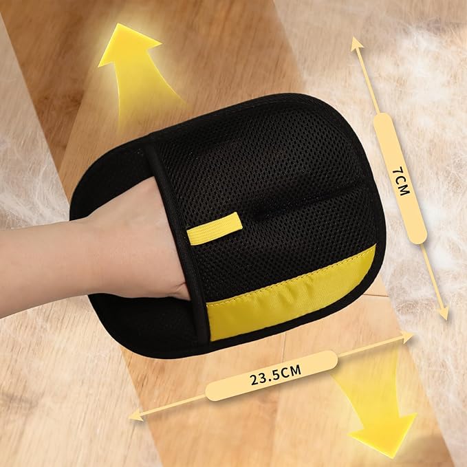 Pet Hair Removal Glove - Reusable Magic Brush Glove for Dog & Cat Hair Removal on Furniture, Car Seats, Clothes & Bedding (Black)