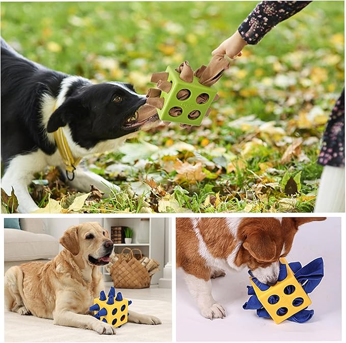 Dog Enrichment Puzzle Toy Snuffle Cube Toy,Interactive Dog Puzzle Toys Encourage Stimulation Food Foraging Skill, Resistant Rope to Hide Treat for Aggressive Puppy,Small,Medium,Large Dogs