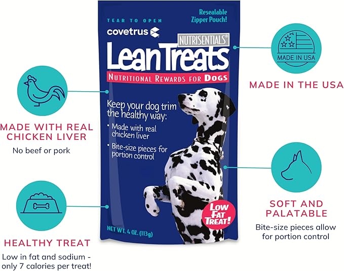 Butler Covetrus Nutrisential Lean Treats for Dogs - Small, Medium & Large Dogs (K9) - Nutritional Low Fat, Bite-Size - Soft Chicken Flavor - 10 Pack - 4oz