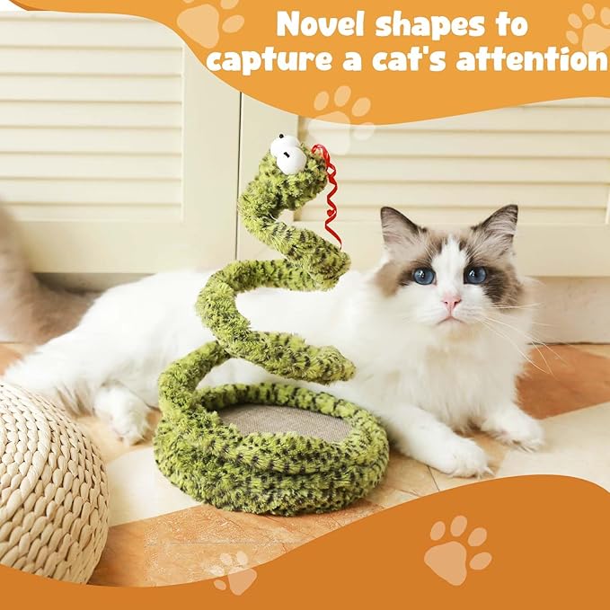 Cat Toy Indoor Cat: Cat Springs Snake Toy with Catnip - Interactive Toy with Rattling Stones & Rustling Sounds, Quirky Shapes for All Breeds to Play Alone (Yellow)