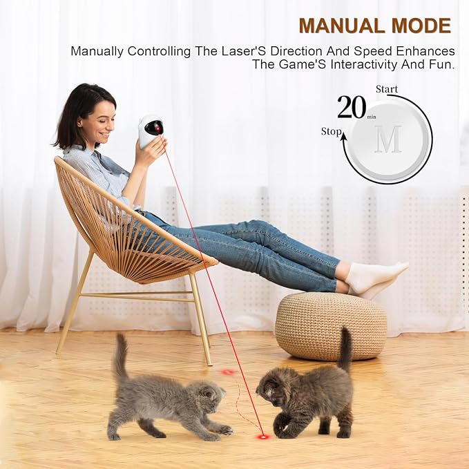 Automatic Cat Laser Toy Interactive 5 Speed Modes with Timer Rechargeable Cat Toys for Indoor Cats/Kitten/Dogs