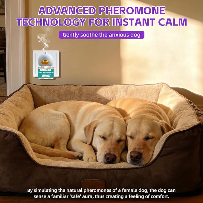 Dog Calming Pheromones Diffuser, 6 in 1 Kit Appeasing Pheromone Diffuser to Calm Dogs, with 2 Plug in Diffuser+4 Refill 48ml, Reduce Aggression Fighting Scratching Barking Stress, 120 Days Supply