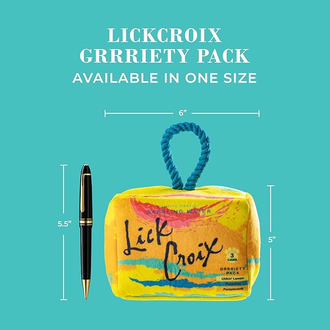 Haute Diggity Dog LickCroix Grrriety Pack, Plush Designer Dog Toys with Interactive Squeaker, Stimulating Pet Enrichment, Machine-Washable & Safe Materials for All Breeds, One Size
