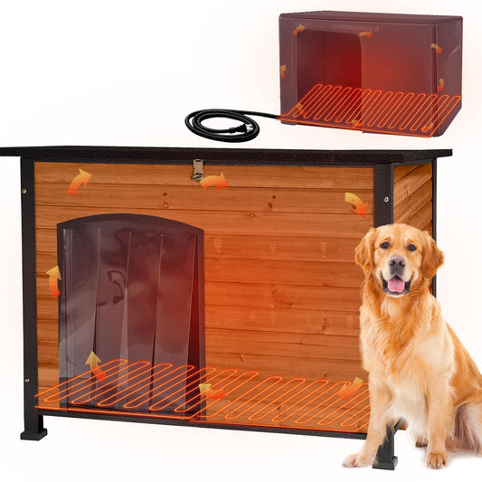 Aivituvin Heated Dog House Outdoor with Heater Dog Kennel - Image 1