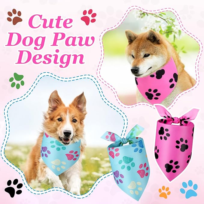 Abbylike 200 Pcs Christmas Paw Print Dog Bandanas Bulk Footprint Bandanas for Dogs Triangle Kerchief Bib Scarf Set for Pets Birthday Xmas Costume Photo Props Daily Accessories Pet Shops, 25 Styles