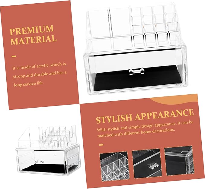 Angoily Makeup Storage Organizer Box Acrylic Case Organizer Cosmetic Storage Case Display Lipstick Foundation Organizer