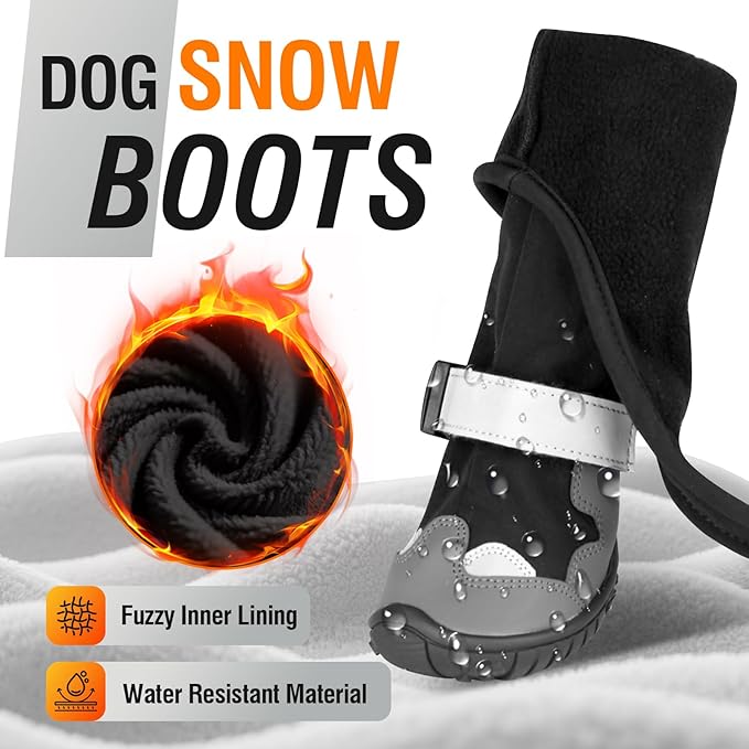 Dog Suspender Boots with Fleece Lining, Waterproof Dog Snow Boots Anti-Slip Rubber Sole Dog Booties and Paw Protectors Winter Shoes for Dogs Legging Dog Shoes for Small Medium Large Dogs(B,5)