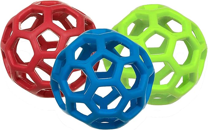 JW Pet HOLEE ROLLER BALL Dog Chew Treat Fetch Bouncy Toy LARGE 5.5 inch 3 PACK