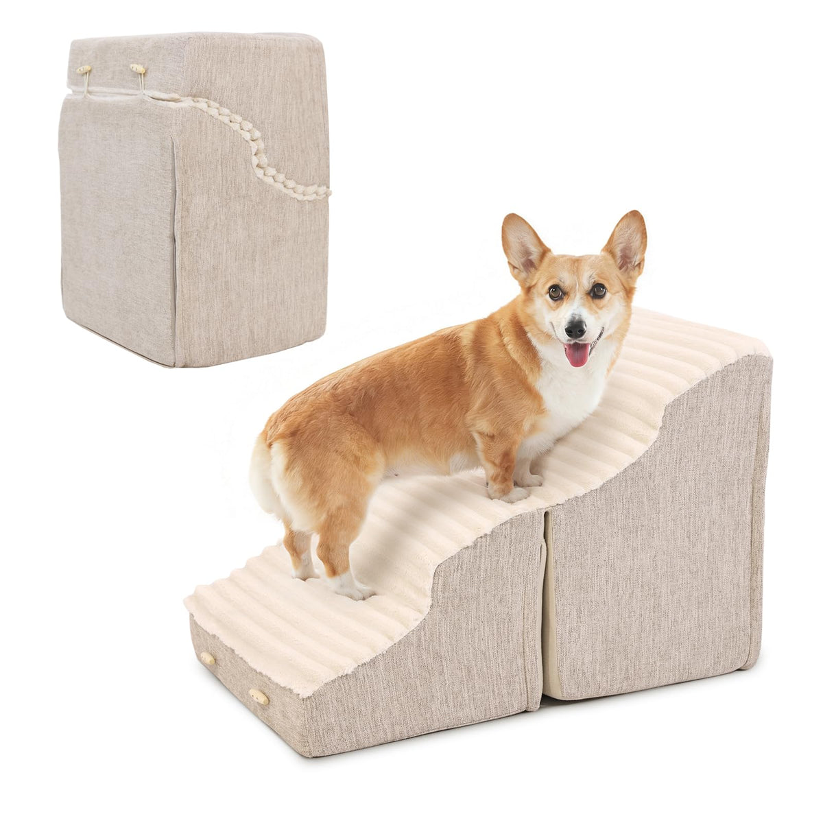 Dog Stairs for Small Dogs,2 in 1 Transformable 4-Step Pet Stairs - Image 1