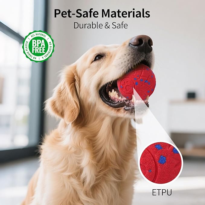 SCHITEC Interactive Dog Toy Ball – Automatic Moving & Bouncing Balls for Large Dogs, Rechargeable Motorized Dog Ball, Stimulating Pet Toy for Active & Bored Medium Large Dogs (Red)