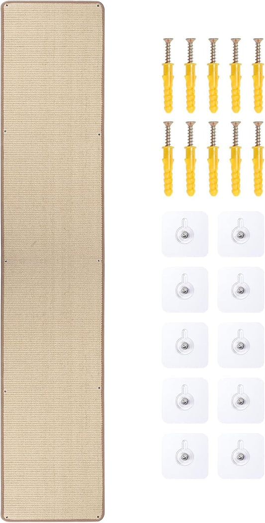 Natural Sisal Cat Wall Climbing Carpet, Wall Scratcher Carpet Mat Pad, Cat Climbing Wall, Tall Scratching Post, Wall Floor Couch Sofa Protector, Scratching Pad for Indoor Cats （78.7" Lx15.7 W, 1PC）
