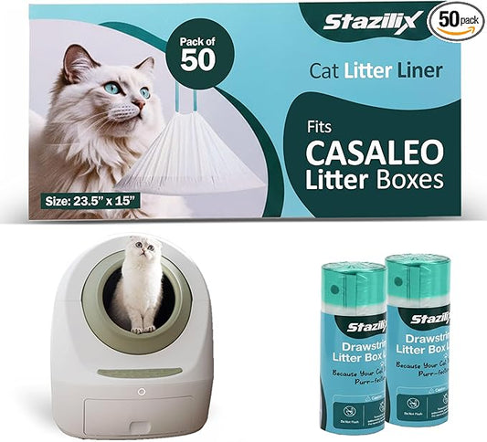 Cat Litter Liners Compatible with Casa Leo Litter Box – 50 Count, Extra Thick, Heavy Duty