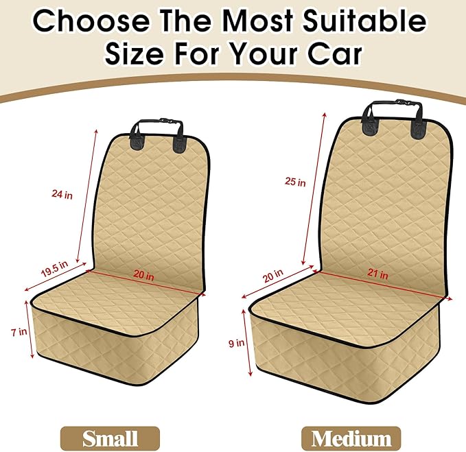 2 Pack Front Seat Dog Cover, Waterproof Dog Car Seat Cover for Dogs, Pet Car Seat Protector Nonslip Scratch-Proof Car Seat Covers for SUV, Trucks & Cars - S, Khaki/Black