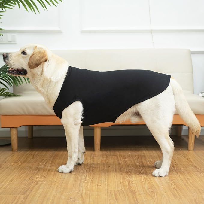 KOOLTAIL Boy Dog Clothes for Large Dogs, 2 Pack Cotton Fall/Winter Warm Dog T Shirts Coats for Outdoor, UV & Insect Protection Anti-Hair Loss & Lightweight Pet Vest Tank Tops Apparel, Black & Grey,2XL