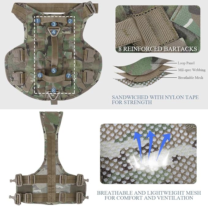 PETAC GEAR Tactical Dog Harness No Pull for Large Working Dogs Military Dogs Vest Police Service Training Dogs Molle Harnesses with Handle … …