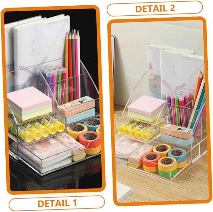 Desktop Organizer Storage Box for Makeup Stationery and Accessories Multi Acrylic Compartment Container for Use